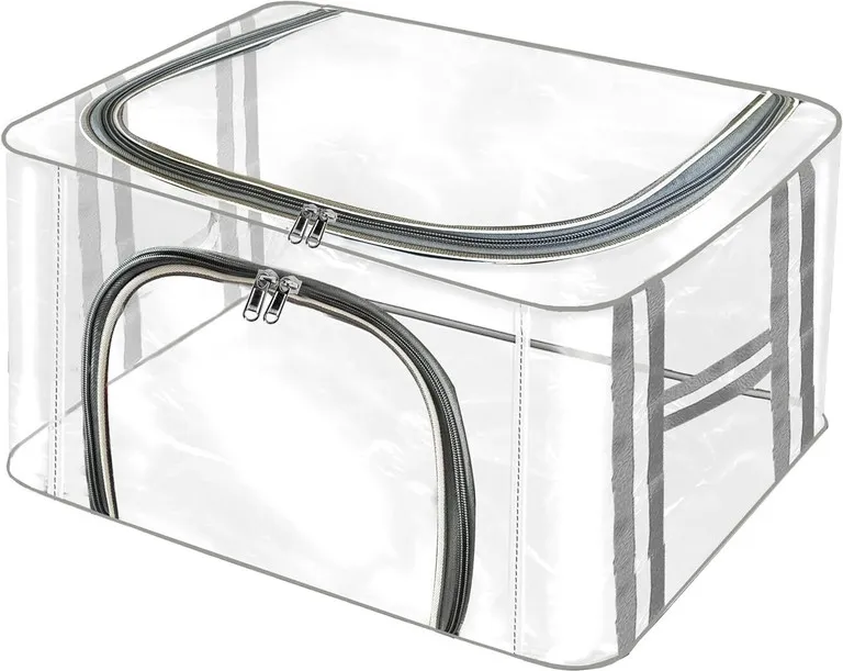TRANSPARANT 66 LTR HEAVY QUALITY PLASTIC  CLOTH ORGANISER 66 LTR HEAVY ZIP HEAVY RUNNER